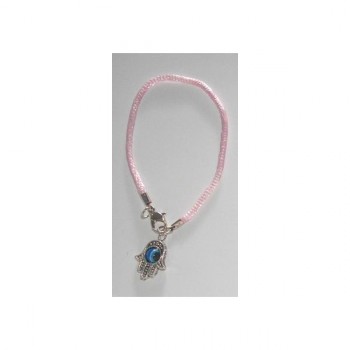 Hamsa bracelet with eye and pink cord