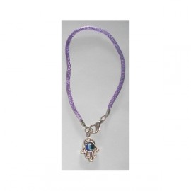 Hamsa bracelet with eye and purple cord