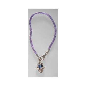 Pulsera de jamsa con ojo y cordón violeta