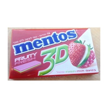 Chewing gum fraise pomme framboise 3 D sans sucre